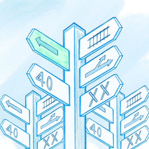 Blinking crossroads sign with bird