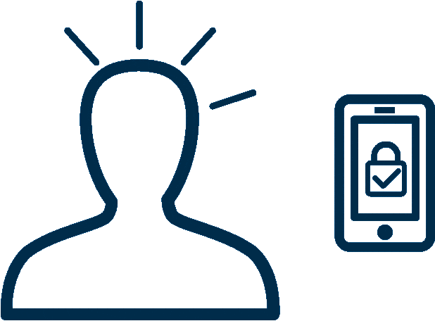 Abbildung: Umriss einer Person neben einem Mobiltelefon mit einem Sperrsymbol