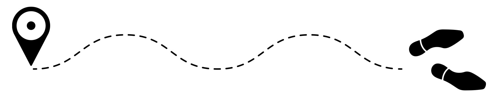 Illustration of feet with a wandering path