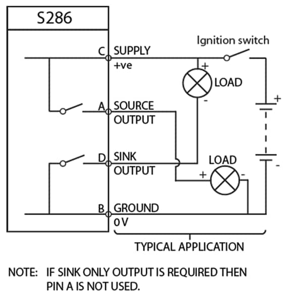 Applikations-Schaltungsdiagramm - Amphenol Rochester Sensors S286 Kapazitiver Ölstand-Schalter