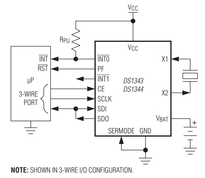 Analog Devices / Maxim Integrated DS1343 Schwachstrom-SPI / 3-Draht-Echtzeituhren
