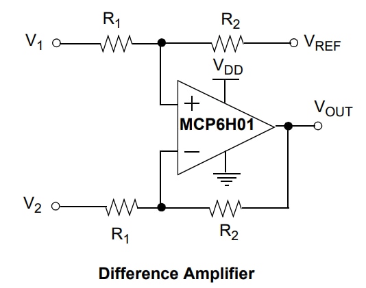Applikations-Schaltungsdiagramm - Microchip Technology 16V-Operationsverstärker (OPV) mit niedrigem Ruhestrom