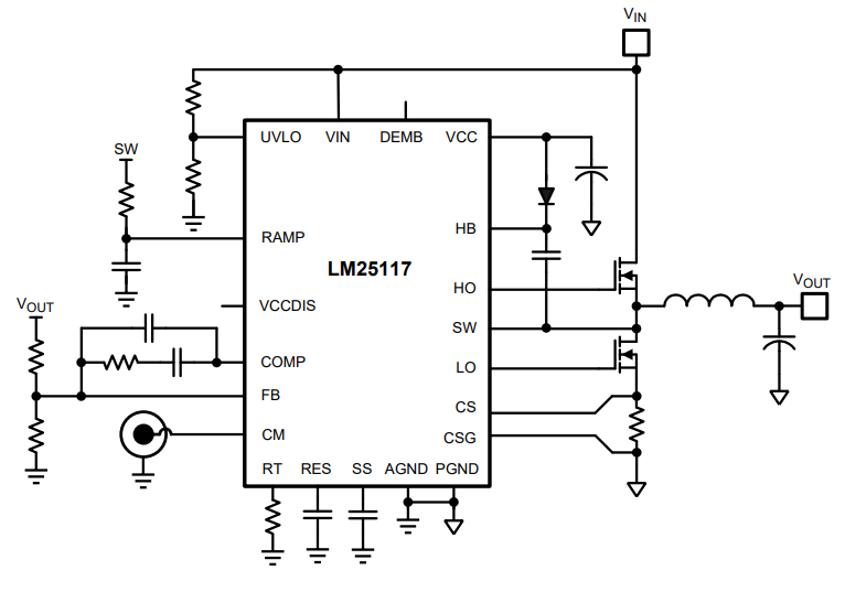 Texas Instruments LM25117 Synchroner Buck-Regler