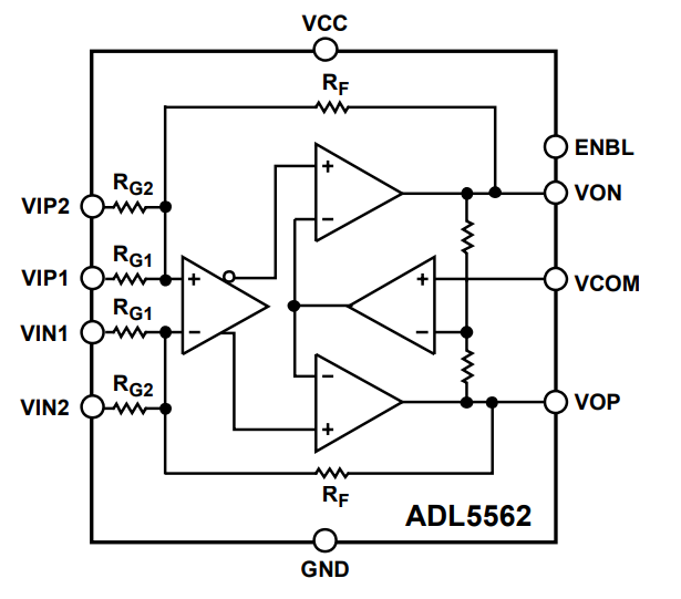 Blockdiagramm - Analog Devices Inc. Analog Devices ADL5562 3,3 GHz HF-/ZF-Differenzverstärker