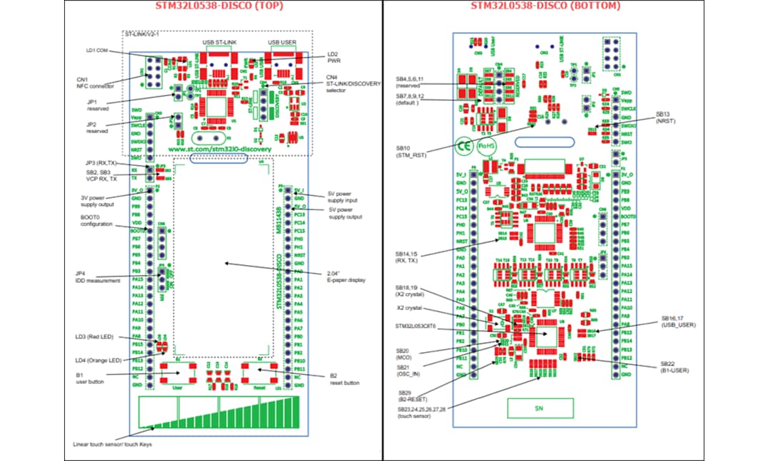Technische Zeichnung - STMicroelectronics STM32L0538 Discovery Kit
