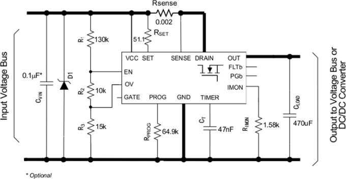 Blockdiagramm - Texas Instruments TPS2475x 12A eFuse-Sicherung