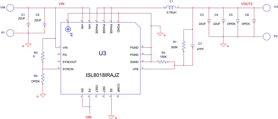 Schematic - Renesas Electronics ISL8018DEMO1Z Demonstration Board