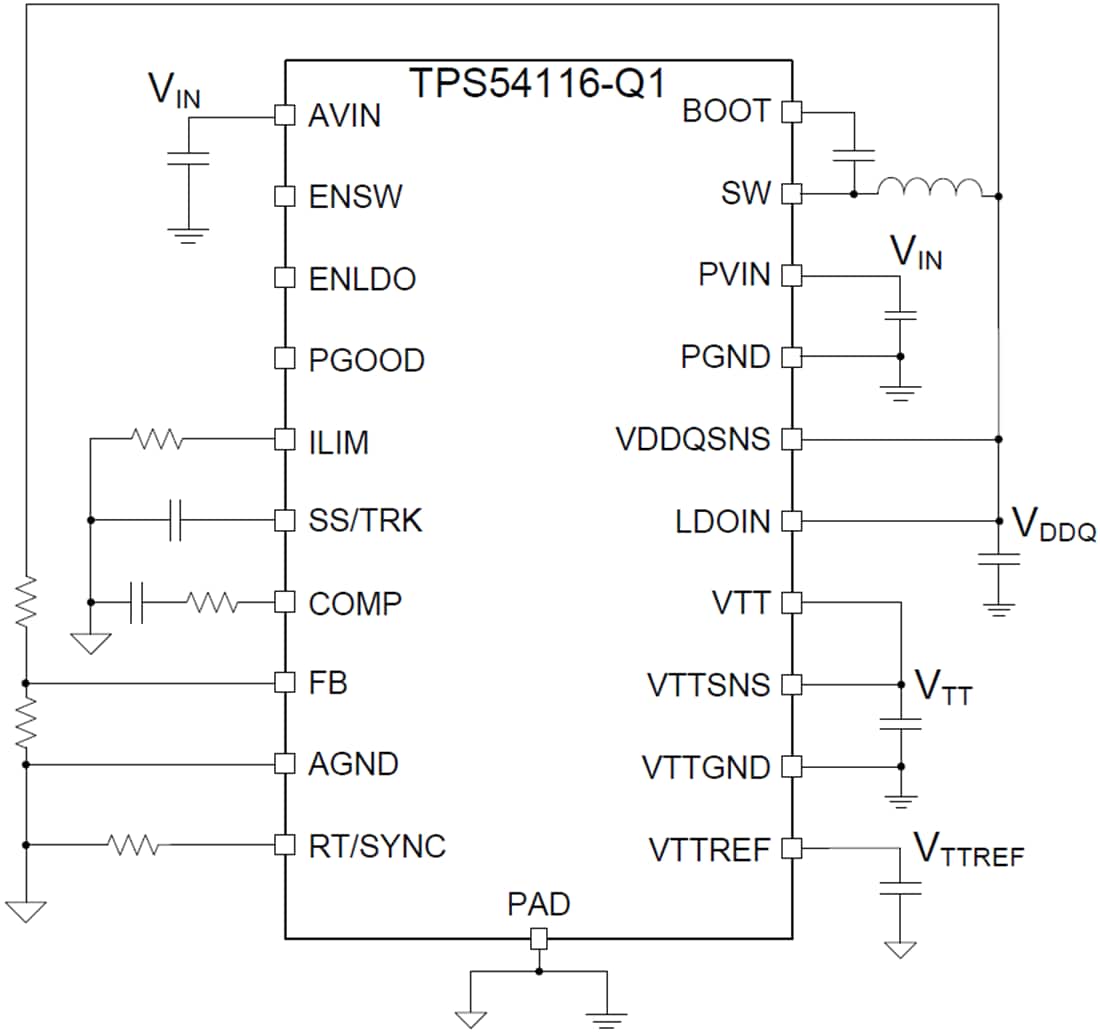 Schaltplan - Texas Instruments TPS54116-Q1 Synchroner Abwärtswandler