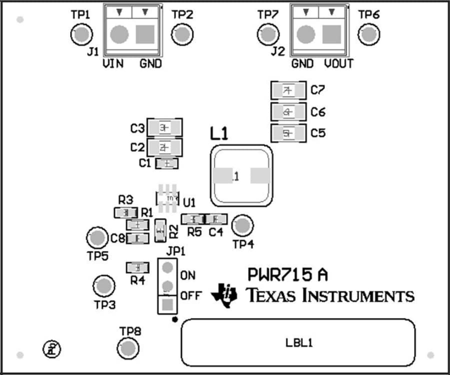 Technische Zeichnung - Texas Instruments TPS563201EVM-715 Abwärts-Spannungswandler-EVM