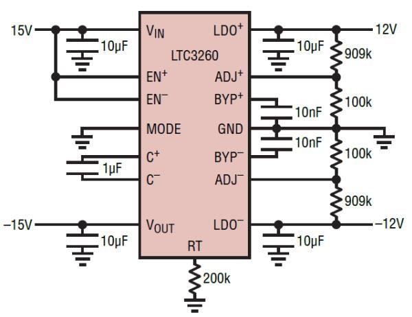 Applikations-Schaltungsdiagramm - Analog Devices Inc. LTC3260 Invertierende Ladungspumpen-Wandler