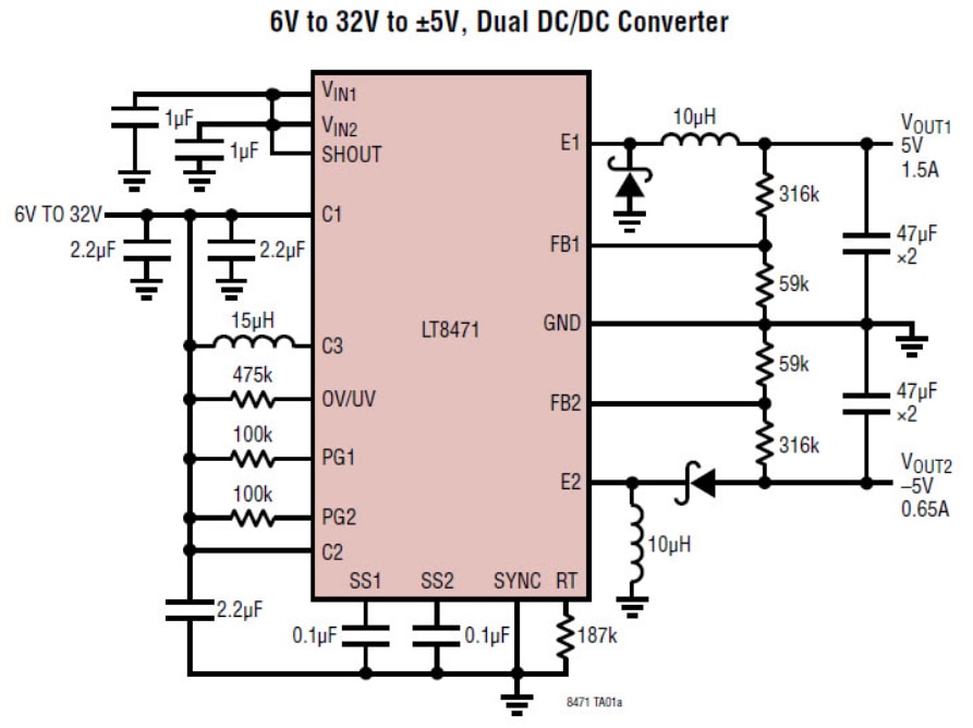 Analog Devices Inc. LT8471 Dual-Multitopologie-DC/DC-Wandler