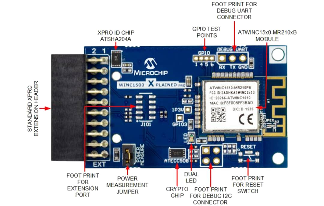 Microchip Technology ATWINC1500 Xplained Pro Erweiterungsboard