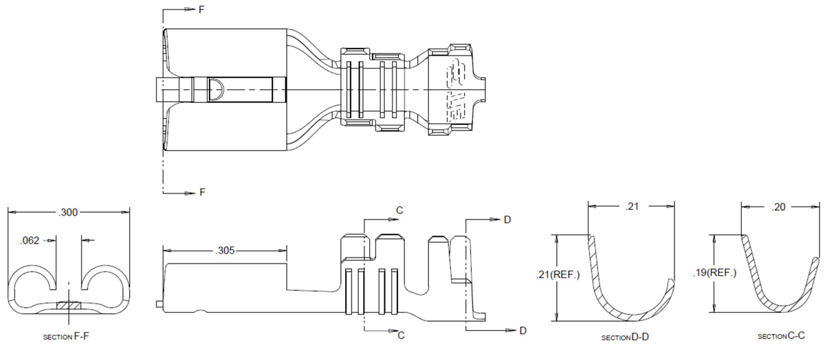 Tabelle - TE Connectivity 250 FASTON mit niedriger Steckkraft (LIF)