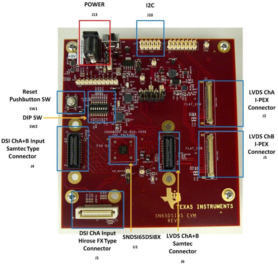 Technische Zeichnung - Texas Instruments SN65DSI85EVM LVDS-Brücken-Evaluationsmodul (EVM)