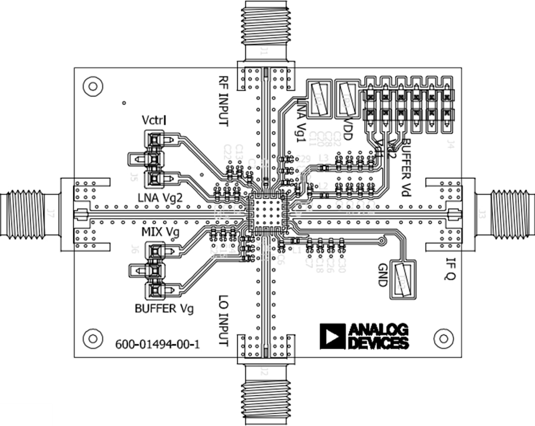 Technische Zeichnung - Analog Devices Inc. EVAL-HMC8108 Evaluierungsboard
