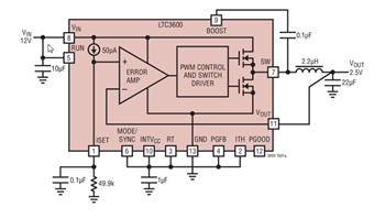 Applikations-Schaltungsdiagramm - Analog Devices Inc. LTC36xx/LTC7149-Baureihe Abwärtsregler