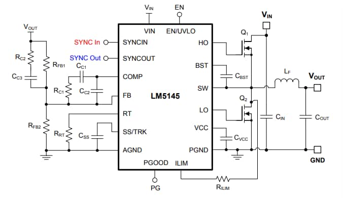 Applikations-Schaltungsdiagramm - Texas Instruments LM5145 Synchroner Abwärtsregler