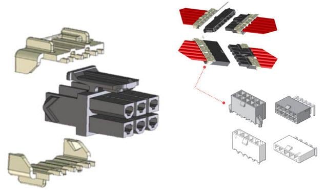 Technische Zeichnung - Molex Mini-Fit TPA2 Stromsteckverbinder und Kabelsätze