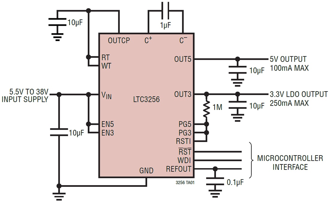 Applikations-Schaltungsdiagramm - Analog Devices Inc. LTC3256 Ladungspumpen-DC/DC-Abwärtswandler