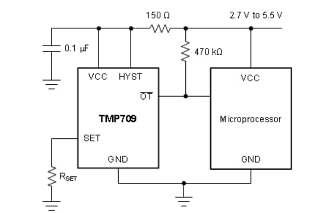 Blockdiagramm - Texas Instruments TMP709/TMP709-Q1 Schwellwert-Temperaturschalter
