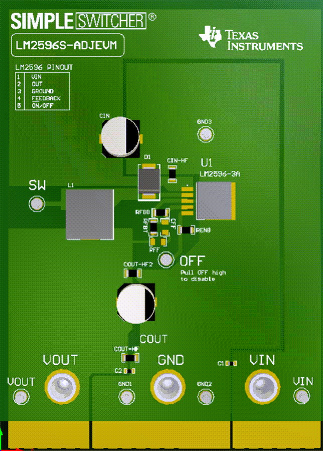 Technische Zeichnung - Texas Instruments LM2596S-ADJEVM Evaluationsmodul (EVM)