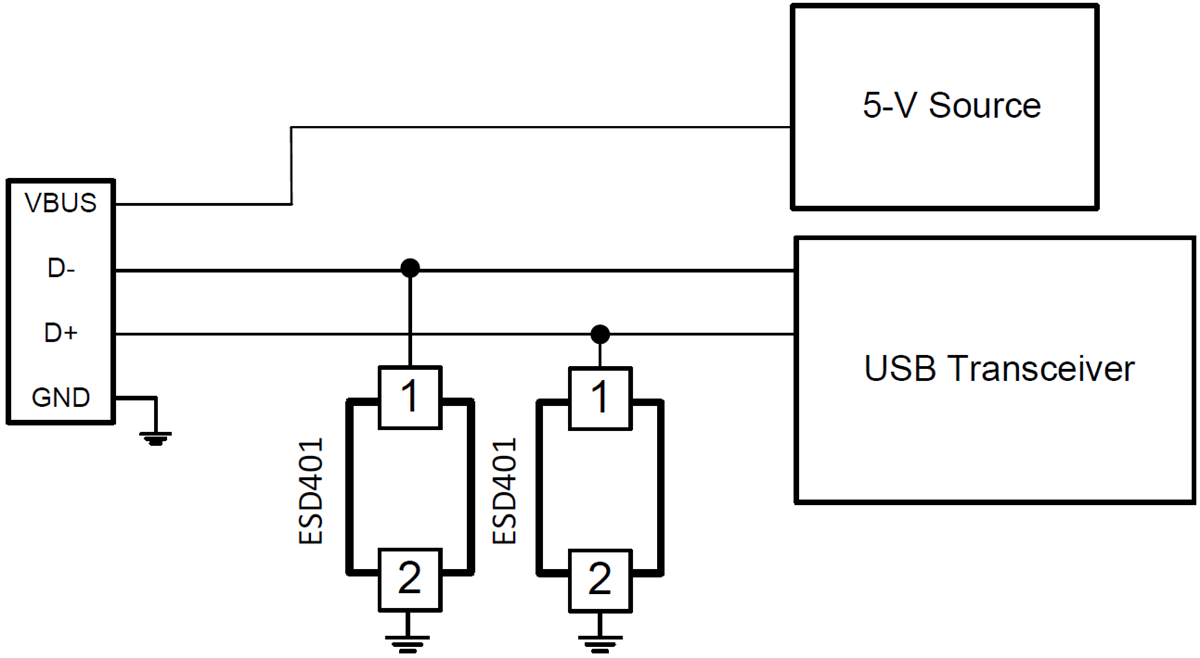Applikations-Schaltungsdiagramm - Texas Instruments ESD401 ESD-Schutzdiode