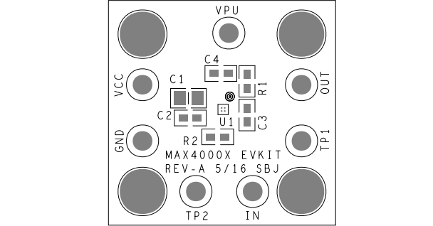 Technische Zeichnung - Analog Devices / Maxim Integrated MAX40002-MAX40005 Evaluierungskits