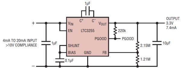 Applikations-Schaltungsdiagramm - Analog Devices Inc. LTC3255 Induktivitätslose Ladungspumpen-Wandler