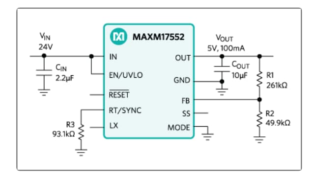 Applikations-Schaltungsdiagramm - Analog Devices / Maxim Integrated Himalaya uSLIC™ MAXM17552 Abwärtsleistungsmodule