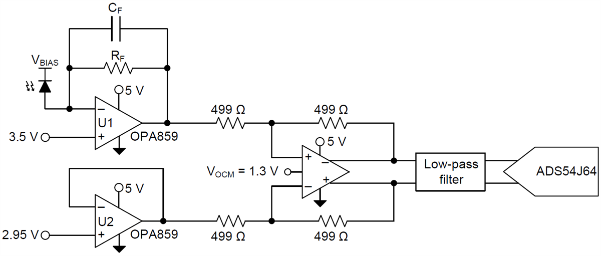 Applikations-Schaltungsdiagramm - Texas Instruments OPA859 Rauscharmer Breitband-Operationsverstärker