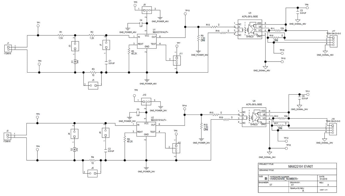 Schaltplan - Analog Devices / Maxim Integrated MAX22191 Evaluierungskit