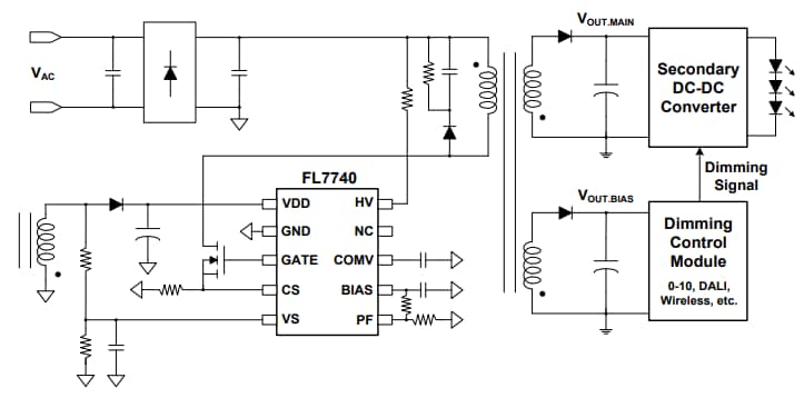 Applikations-Schaltungsdiagramm - onsemi FL7740 PWM-Controller