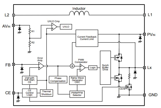 Block Diagram - Torex Semiconductor XCL211B082DR Step-Down Micro DC/DC Converter