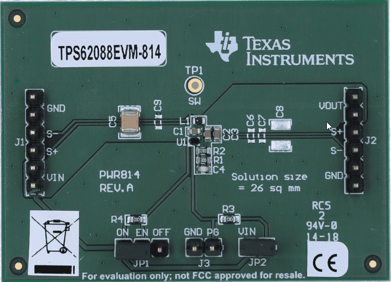 Technische Zeichnung - Texas Instruments TPS62088EVM-814 Wandler-Evaluationsmodul (EVM)