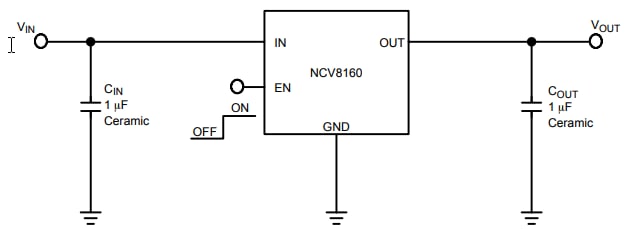 Applikations-Schaltungsdiagramm - onsemi NCV8160 LDO-Spannungsregler