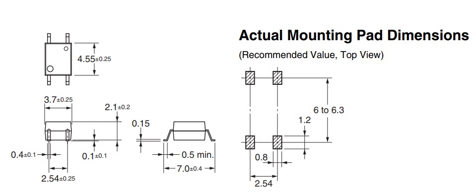 Technische Zeichnung - Omron Electronics G3VM-401VY MOSFET-Relais