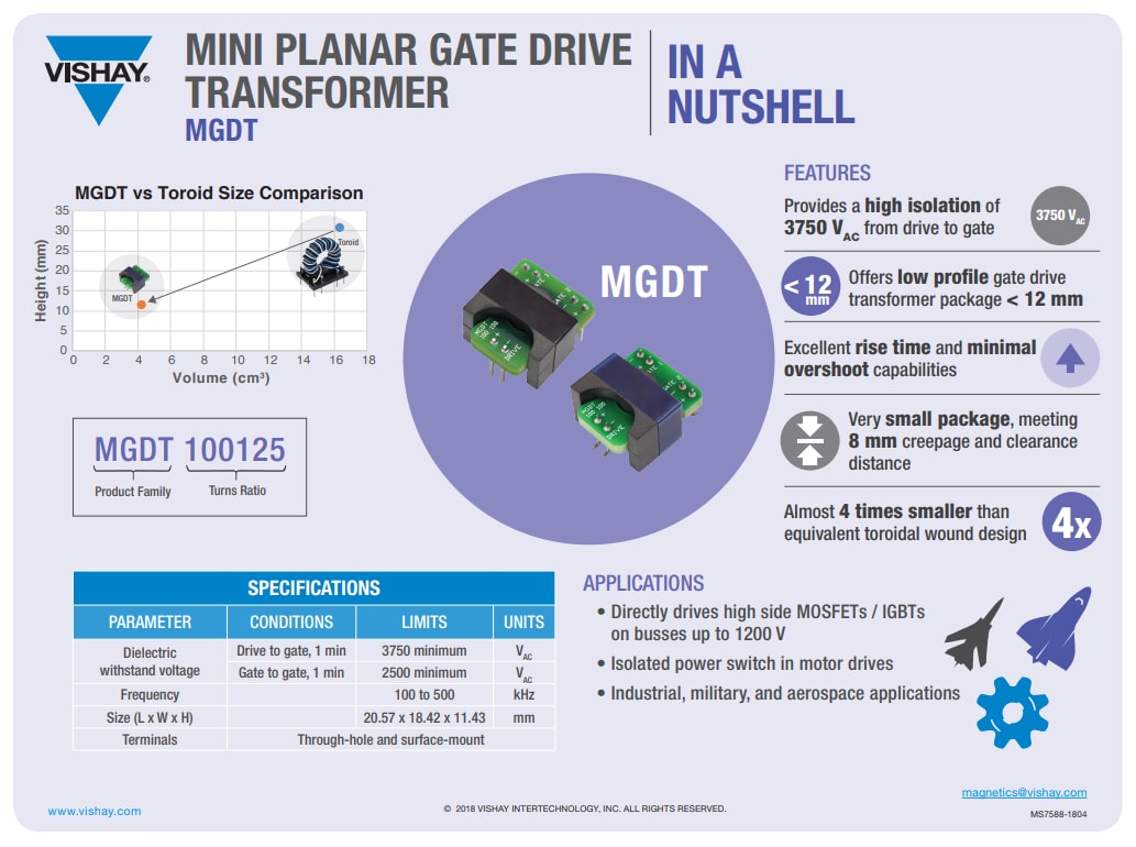 Vishay MGDT Miniaturisierte Gate-Treiber-Planar-Transformer