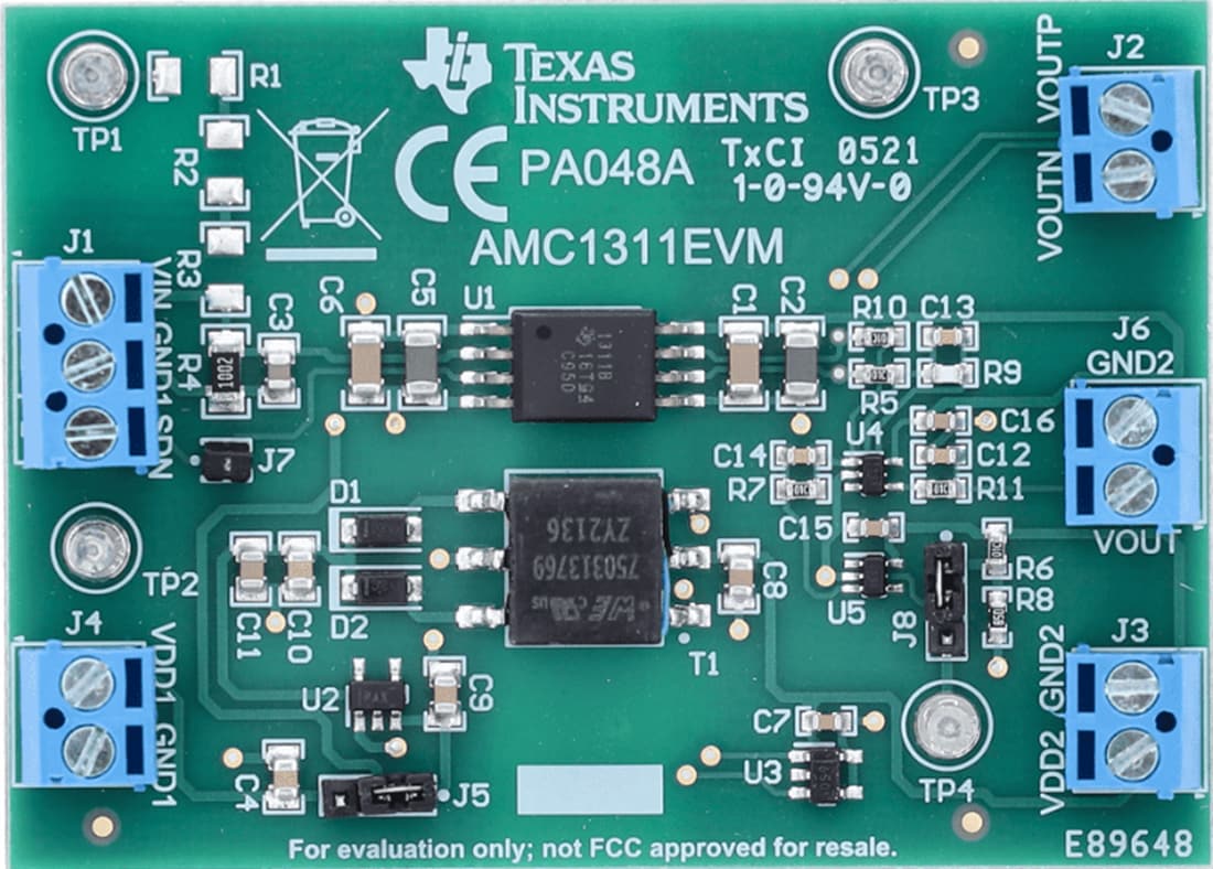 Technische Zeichnung - Texas Instruments AMC1311EVM Evaluierungsmodul