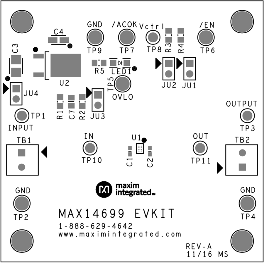 Technische Zeichnung - Analog Devices / Maxim Integrated MAX14699 Evaluationskit