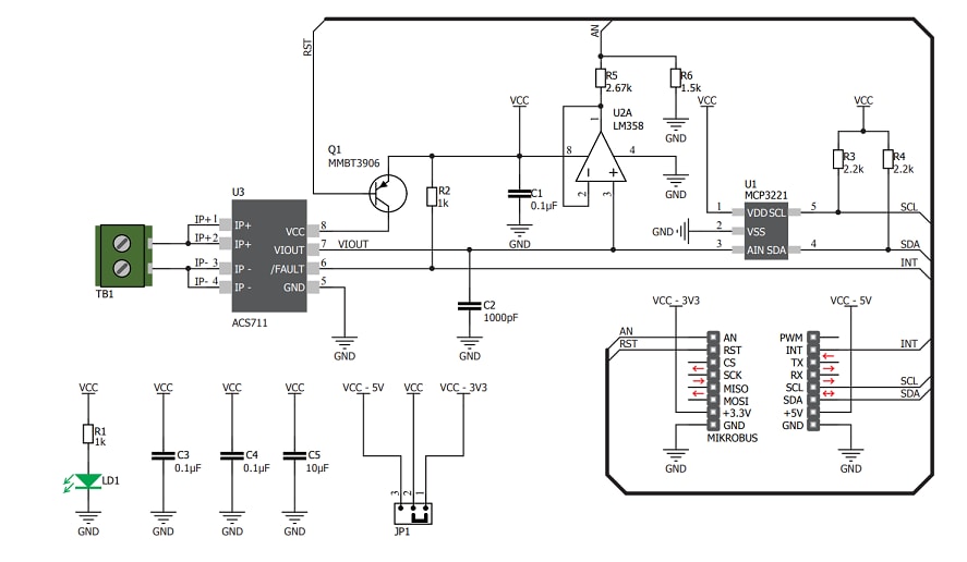 Schaltplan - Mikroe MIKROE-2987 Hall Current 2 Click