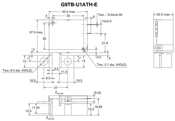 Technische Zeichnung - Omron Electronics G9TB AC-Stromstoßrelais