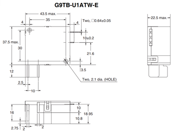 Technische Zeichnung - Omron Electronics G9TB AC-Stromstoßrelais