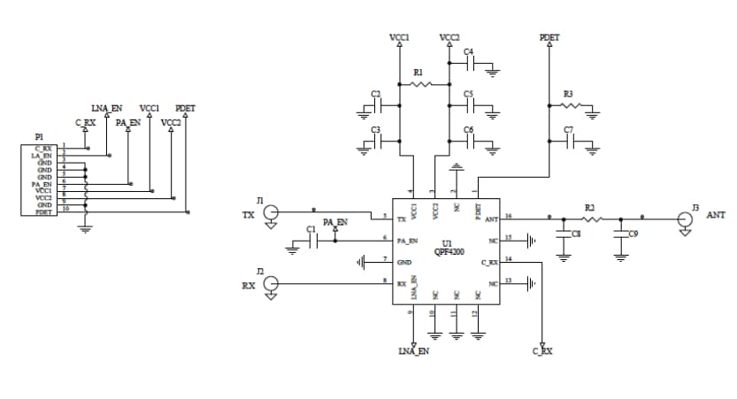 Schaltplan - Qorvo QPF4200 Evaluierungsboard