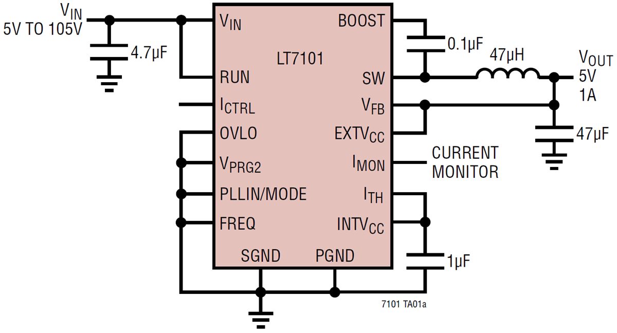 Applikations-Schaltungsdiagramm - Analog Devices Inc. LT7101 Synchroner Abwärtsregler