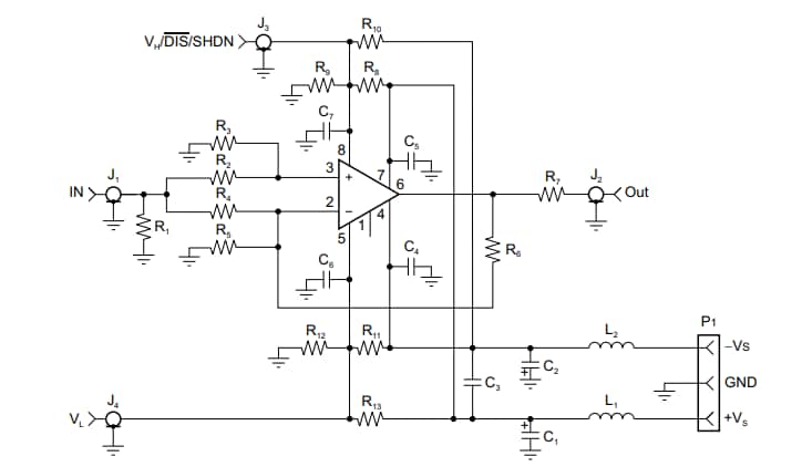 Schaltplan - Texas Instruments DEM-OPA-SO-1A Generisches SO-8-Evaluierungsmodul