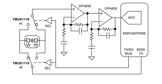 Applikations-Schaltungsdiagramm - Texas Instruments TMUX1119 5-V-Präzisions-Multiplexer