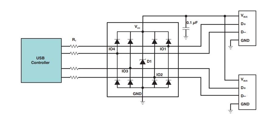 Schaltplan - Texas Instruments TPD4E001 ESD-Schutzarrays