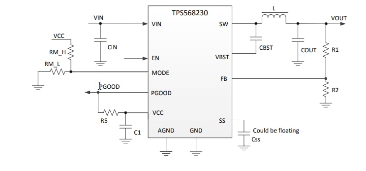 Applikations-Schaltungsdiagramm - Texas Instruments TPS568230 Synchron-Abwärtsspannungsregler