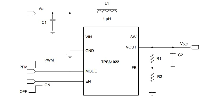 Applikations-Schaltungsdiagramm - Texas Instruments TPS61022 8-A-Aufwärtswandler