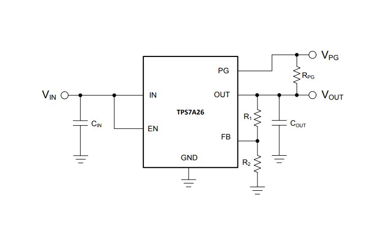 Applikations-Schaltungsdiagramm - Texas Instruments TPS7A26 LDO-Linear-Spannungsregler